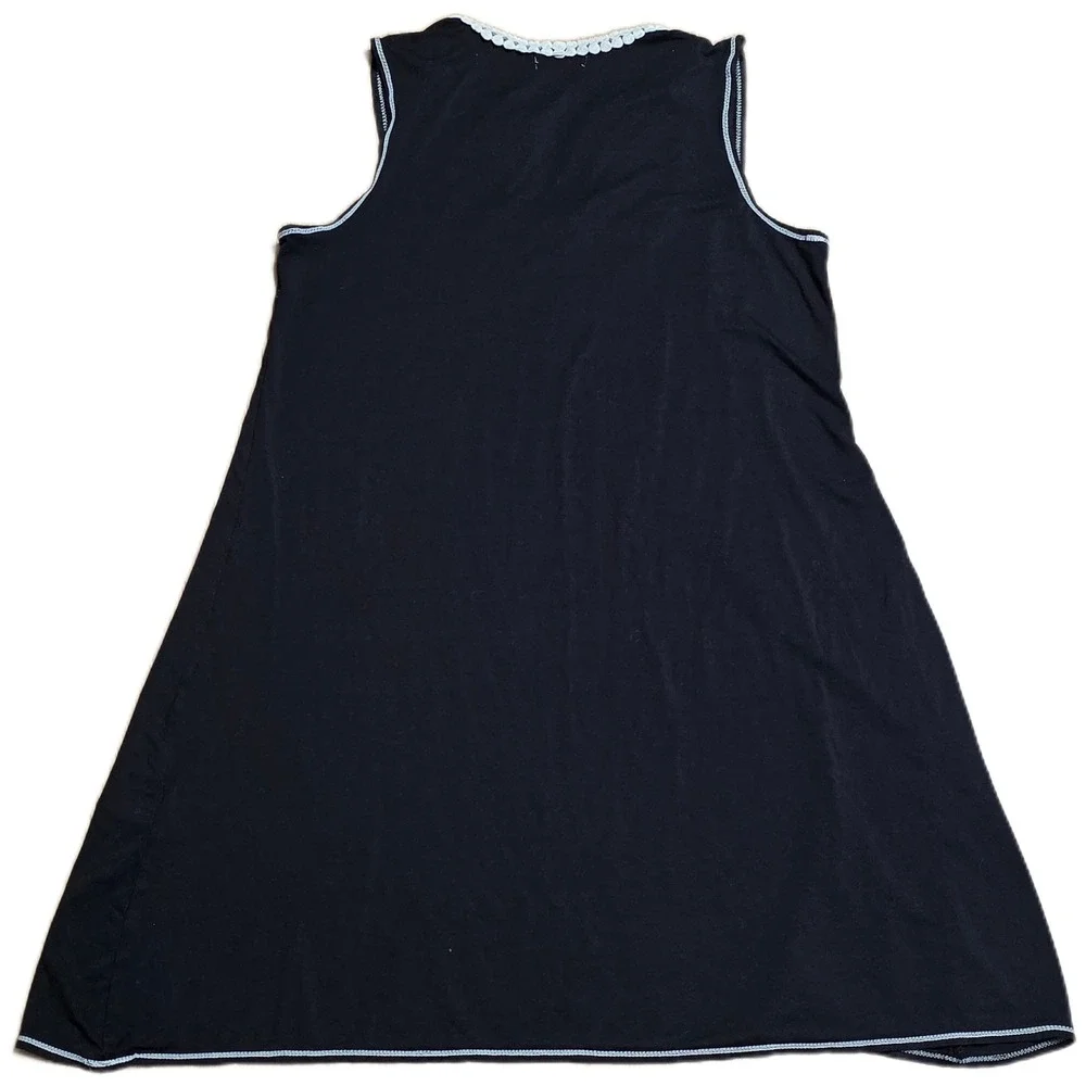 Max Studio Sleeveless Dress Size M‎ Black V Neck Crochet Trim